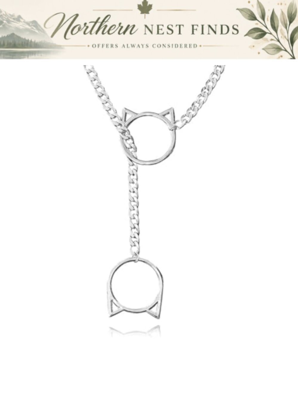 Stainless Steel Heart O-Ring Slip Chain Necklace Adjustable Lariat Women